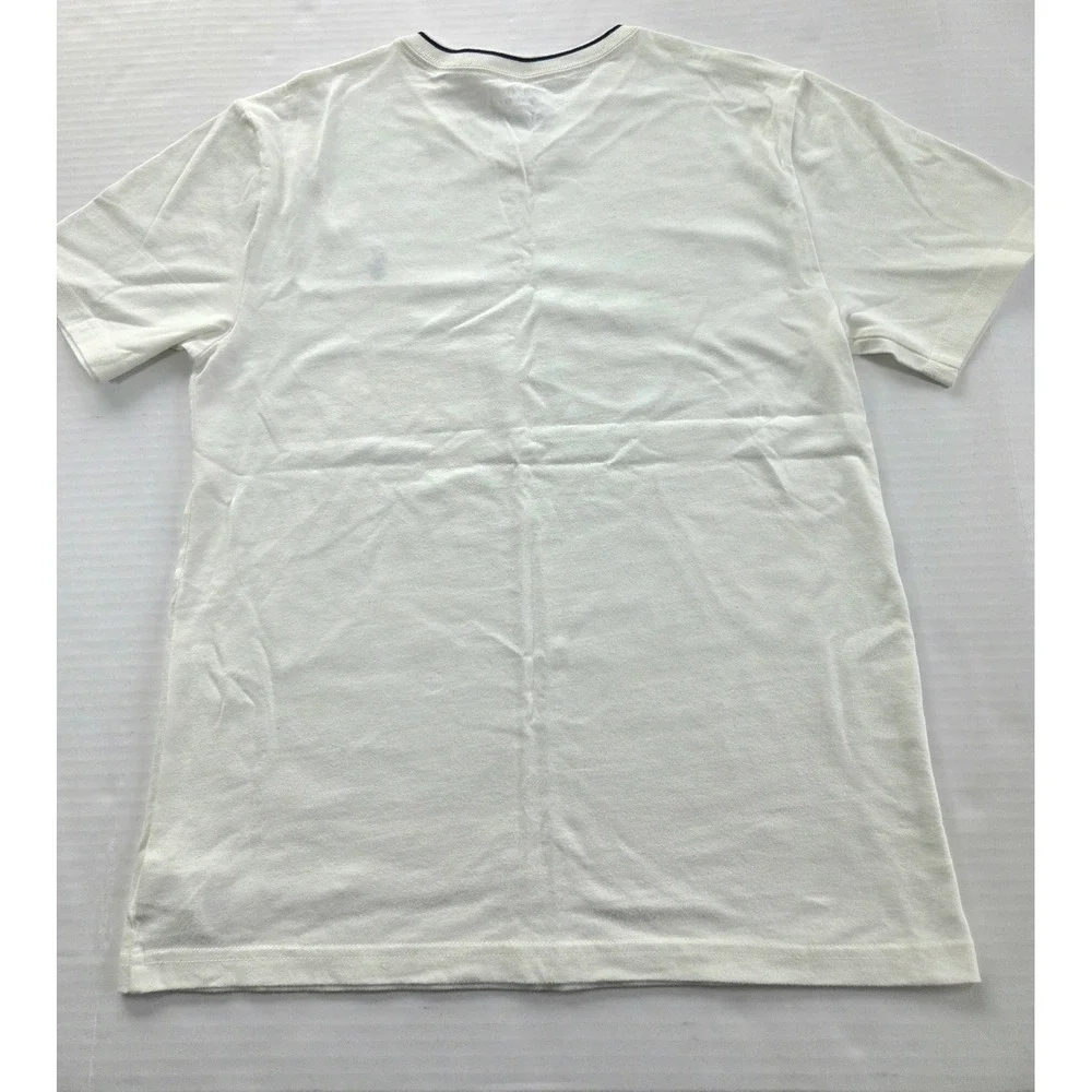 Polo Ralph Lauren Boys White V-Neck T-Shirt Navy Pony Logo Size Large 14-16